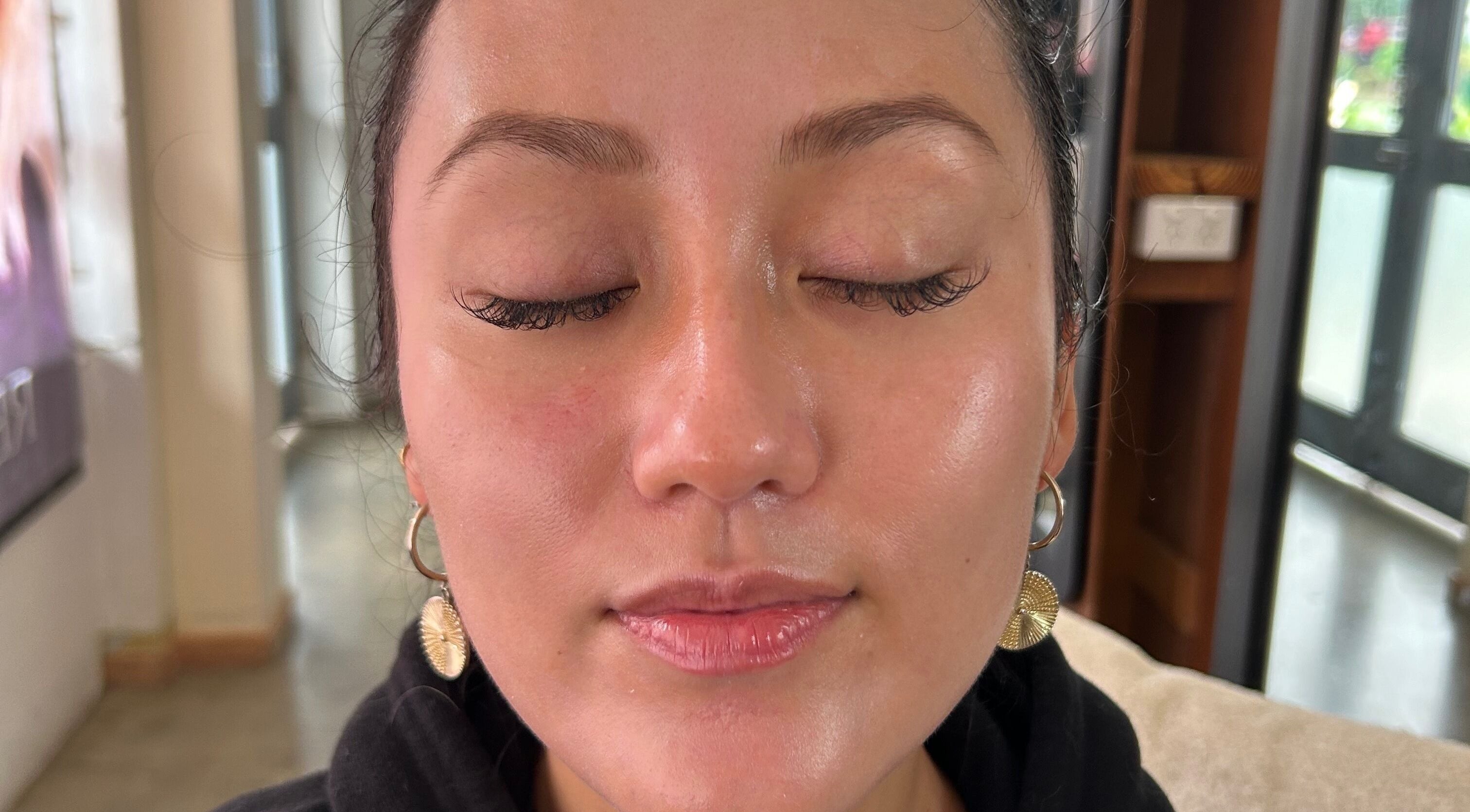 Close-up of serene woman with glowing skin at Glow Your Skin by Shona, Chapel Hill, Queensland, AU.