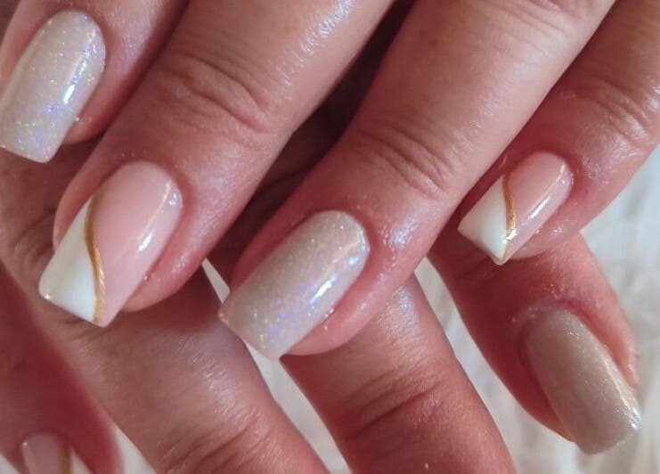 Chic nail art with glitter details at Tiamkupinails Woodstock, Cape Town, Western Cape, ZA.