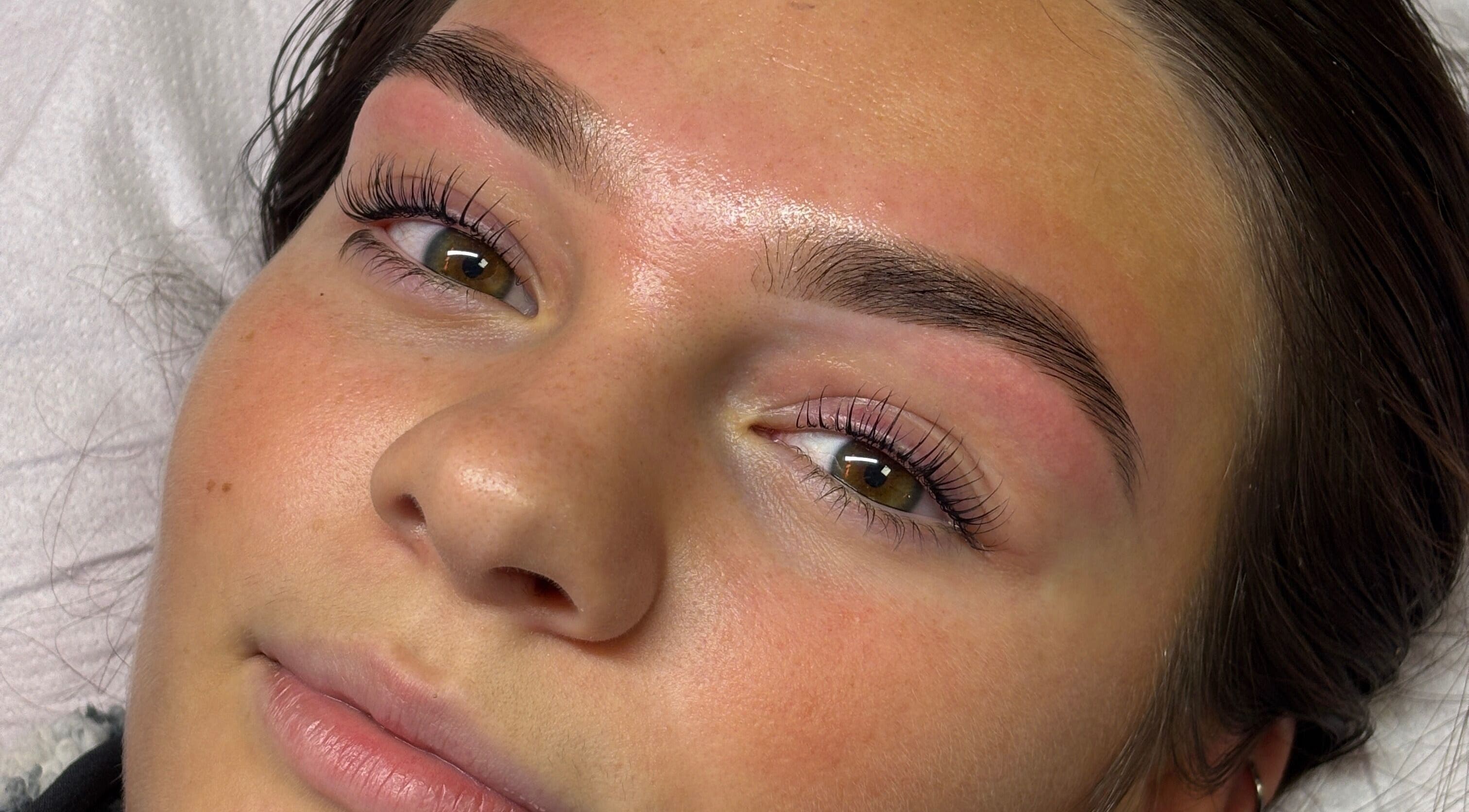 Close-up of beautifully shaped brows at Face by Caitlyn in Ginger by Zoe, Cardiff, Wales, GB.