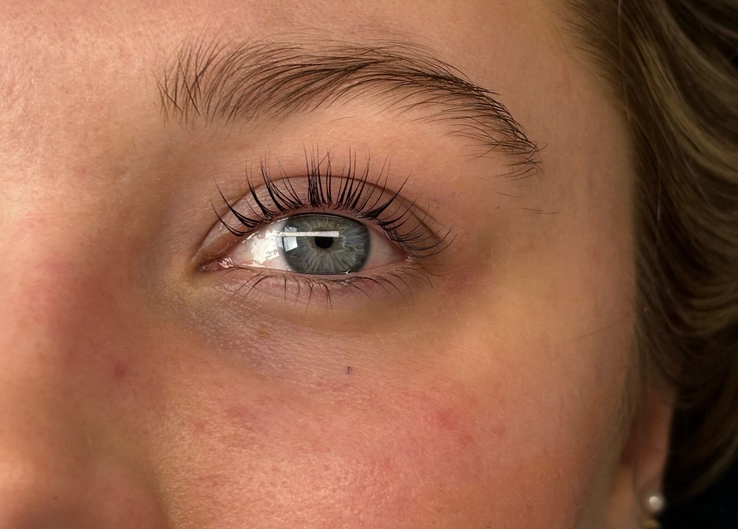 Close-up of enhanced lashes at Face by Caitlyn in Ginger by Zoe, Cardiff, Wales, GB.