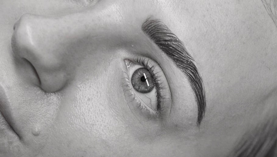 Close-up of expertly shaped eyebrow at 11:11 Beauty Studio, Melton Constable, England, GB.