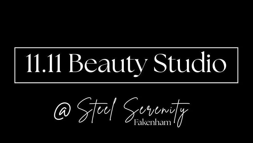 11.11 Beauty studio @ Steel Serenity Fakenham logo on black background, located in Fakenham, England, GB.