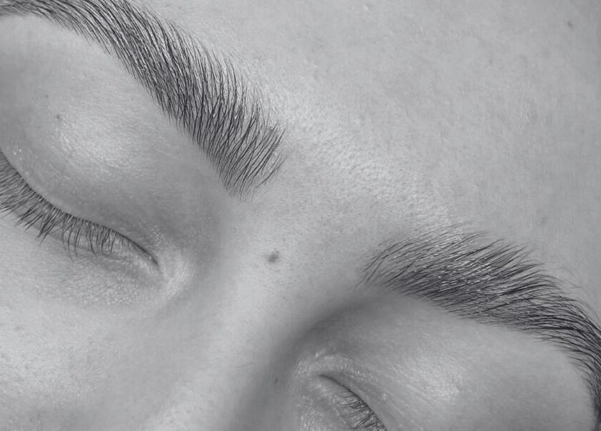 Close-up of perfectly shaped brows at 11.11 Beauty studio @ Steel Serenity Fakenham, Fakenham, England, GB.