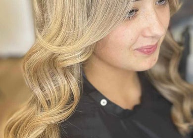 Elegant blonde waves styled at Hair by Abigail, Nairn, Scotland, GB.