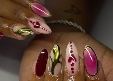 Intricate nail art at Clo Glo Studio, Cape Town, Western Cape, ZA, showcasing vibrant designs.