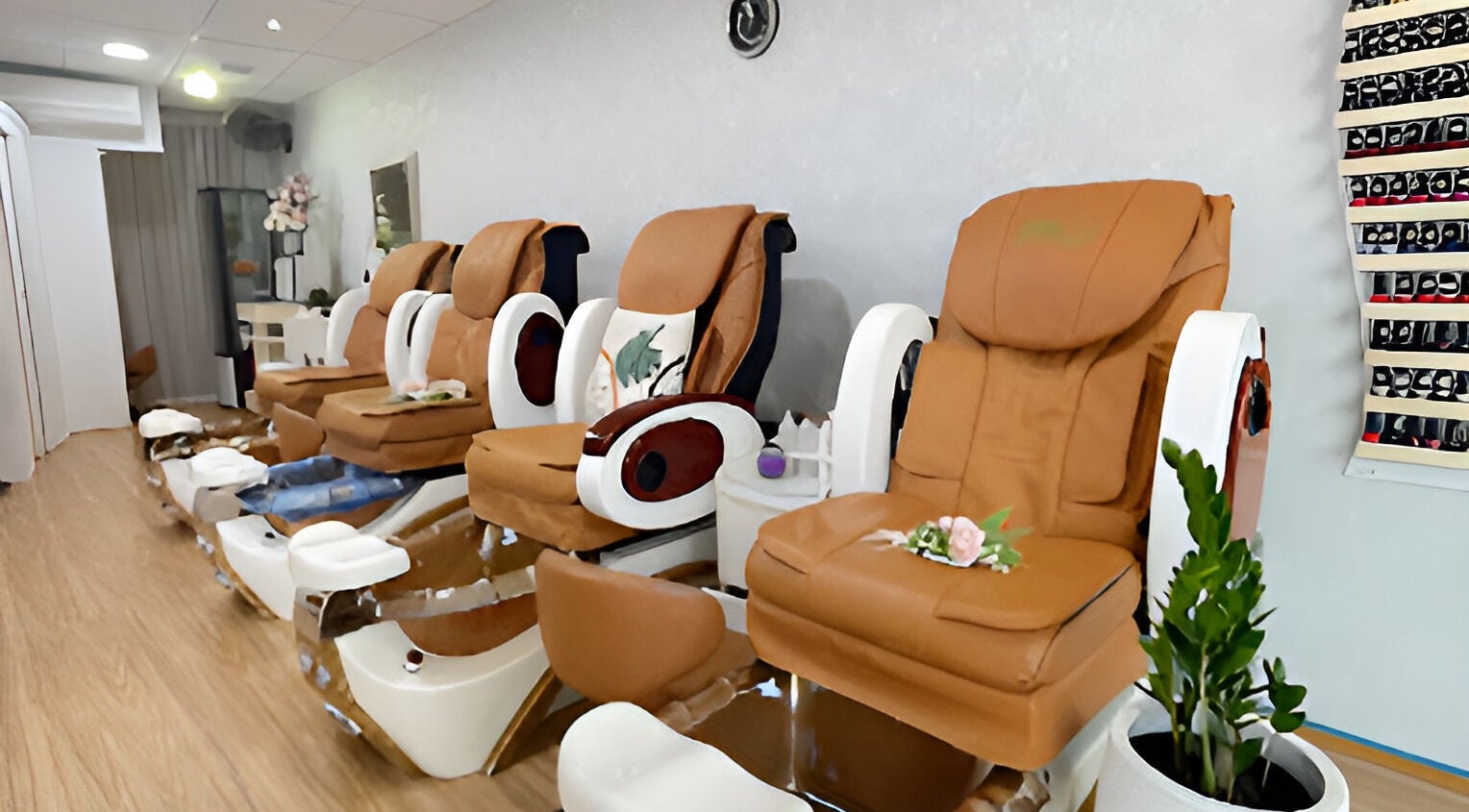 Luxurious pedicure chairs at Bonjour Nails and Beauty, Melbourne, Victoria, AU offer ultimate comfort.