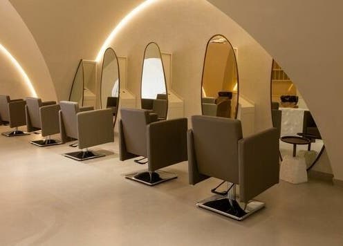 Elegant salon chairs and mirrors at Wthn Spa in Riyadh, Riyadh Province, SA.