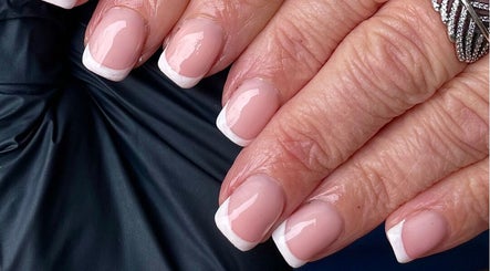 Freshly manicured French nails at Gemini Beauty Lounge, Newthorpe, England, GB.