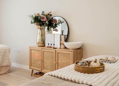Relaxing spa room at The Head Spa Uk, London, England, GB with cozy decor and plush treatment beds.