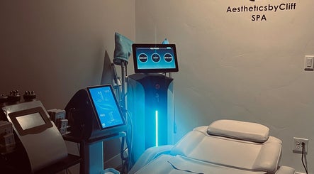 Advanced treatment room at AestheticsbyCliff SPA, Salt Lake City, Utah, US, featuring modern equipment.