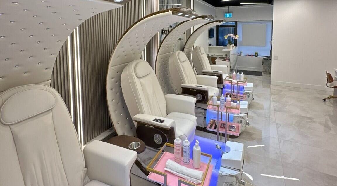 Luxurious pedicure chairs at FH Nails & More, Richmond Hill, Ontario, CA offering premium spa experiences.