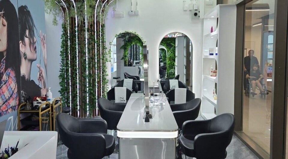 Modern interior of Minna Haircare Studio at Plantation Crescent in Tengah, Singapore, Singapore, SG.