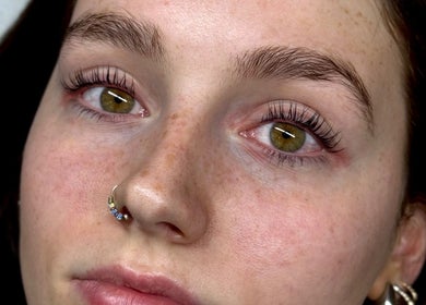 Close-up of enhanced lashes at Bronzed Beauty, Bangor, Northern Ireland, GB.