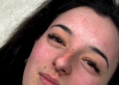 Close-up of eyelash extensions at Bronzed Beauty in Bangor, Northern Ireland, GB.