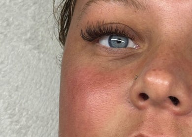 Close-up of elegant eyelash extensions at Bronzed Beauty, Bangor, Northern Ireland, GB.