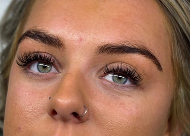 Close-up of lush eyelash extensions at Bronzed Beauty, Bangor, Northern Ireland, GB.