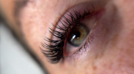 Close-up of eyelash extensions at Refined by Rhianna, Bangor, Northern Ireland, GB.