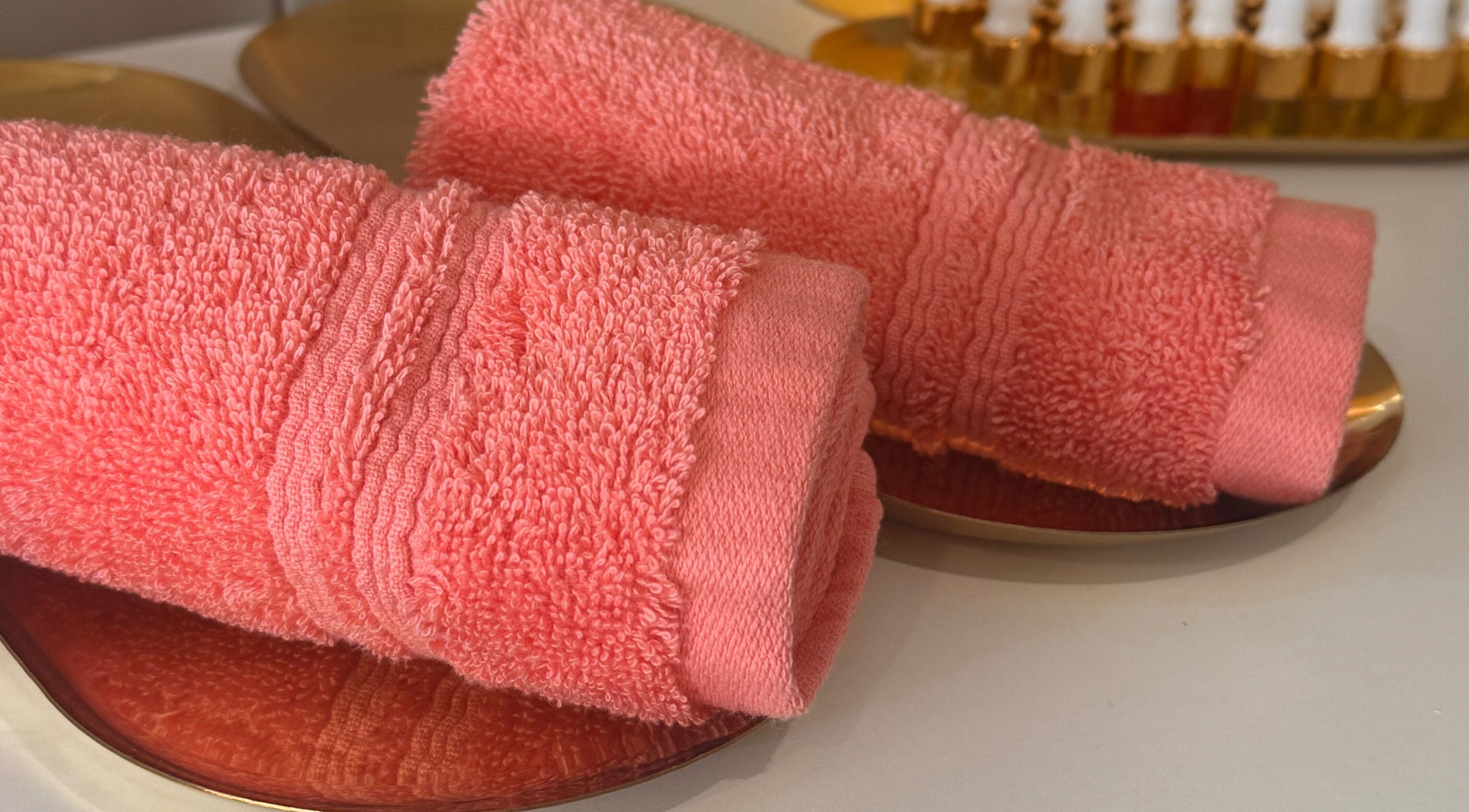 Coral towels at Bold Beauty Crew, Pakenham, Victoria, AU, offering a luxe wellness experience.