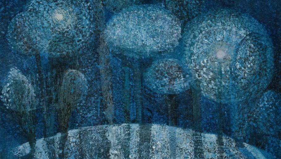 Abstract blue art symbolizing tranquility at KDC in Dasmariñas, Calabarzon, PH.