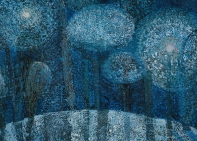 Abstract blue art symbolizing tranquility at KDC in Dasmariñas, Calabarzon, PH.