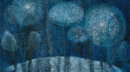 Abstract blue art symbolizing tranquility at KDC in Dasmariñas, Calabarzon, PH.