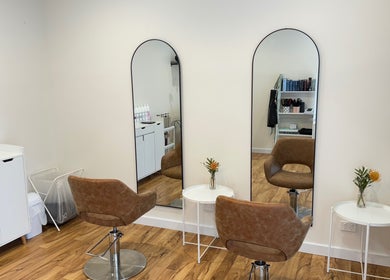 Elegant salon chairs and mirrors at H&B by Mikayla in Coromandel East, South Australia, AU.
