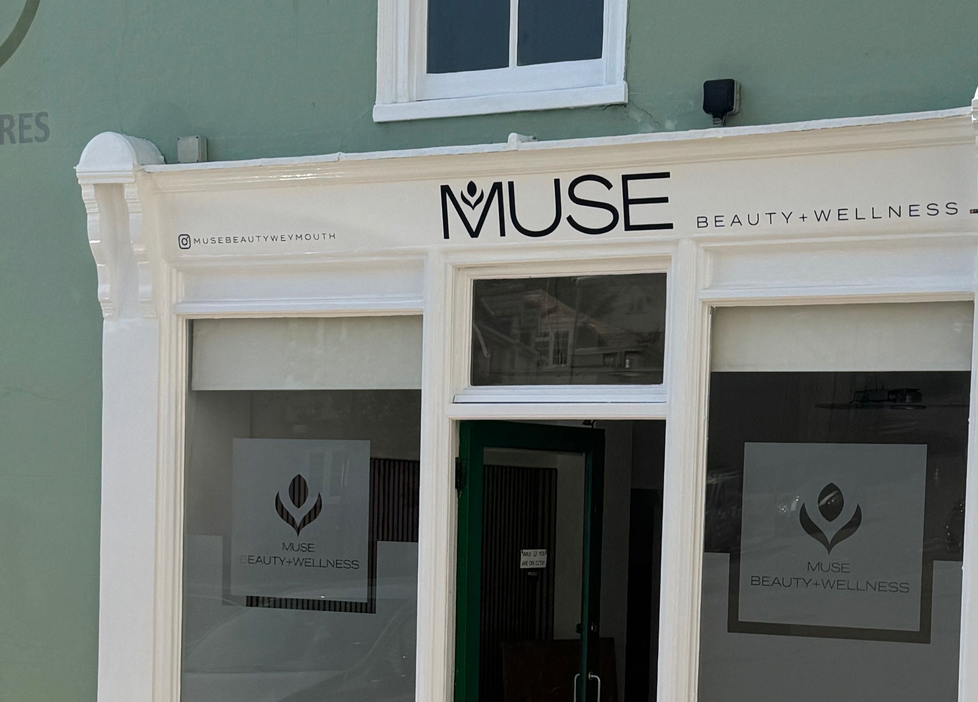 Front of Muse Beauty + Wellness in Weymouth, England, GB, showcasing elegant signage and inviting facade.