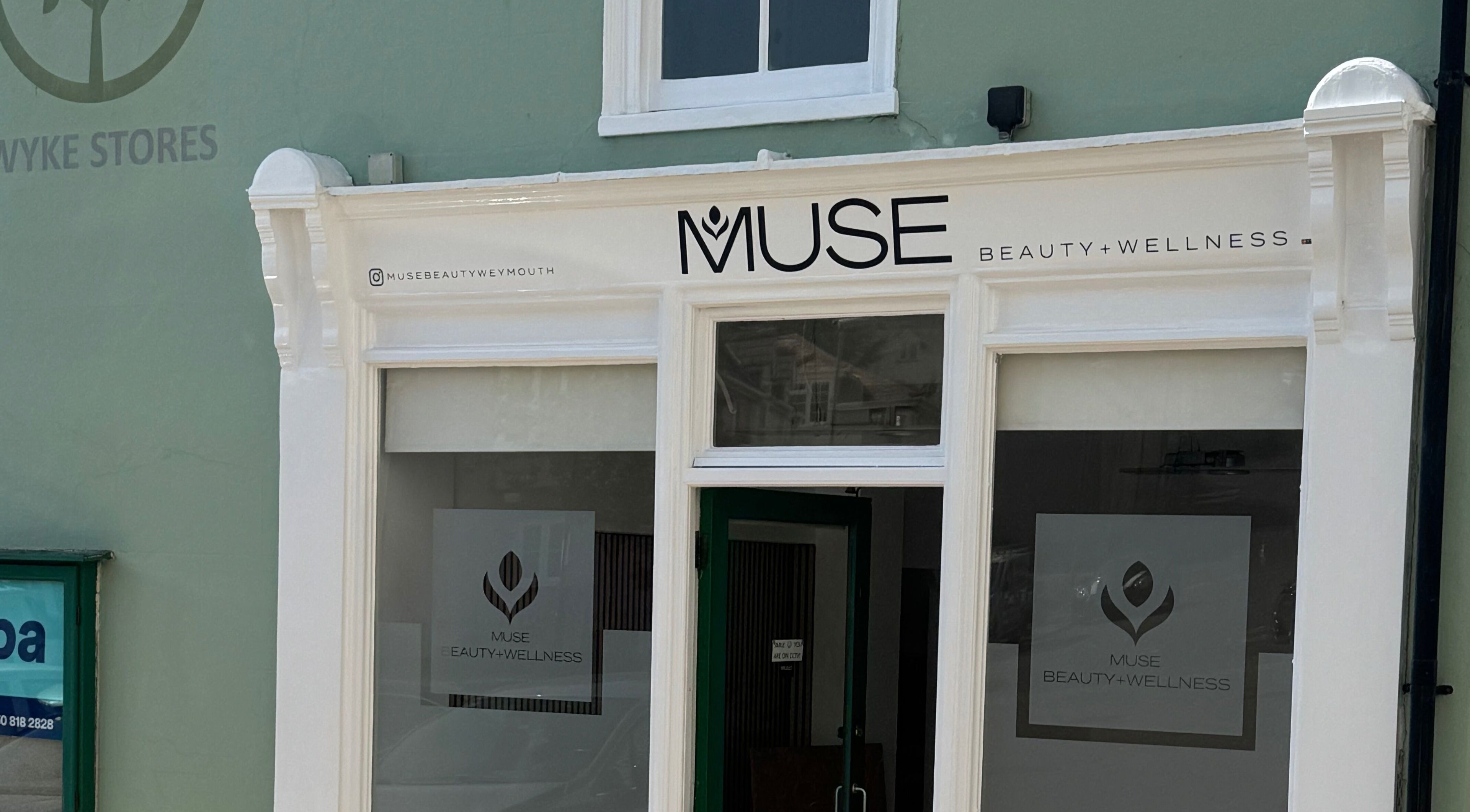 Front of Muse Beauty + Wellness in Weymouth, England, GB, showcasing elegant signage and inviting facade.