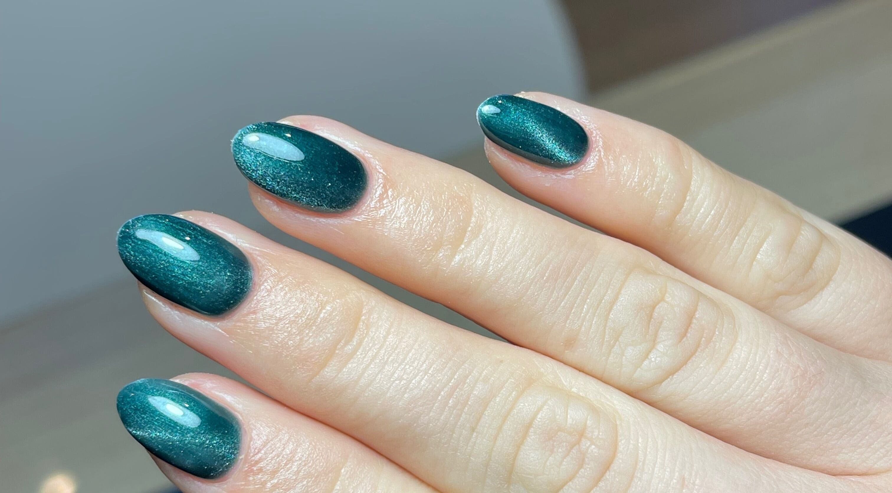 Stylish green gel nails from Ella Elyse Beauty - Wilmslow, Wilmslow, England, GB. Perfect for a chic look.