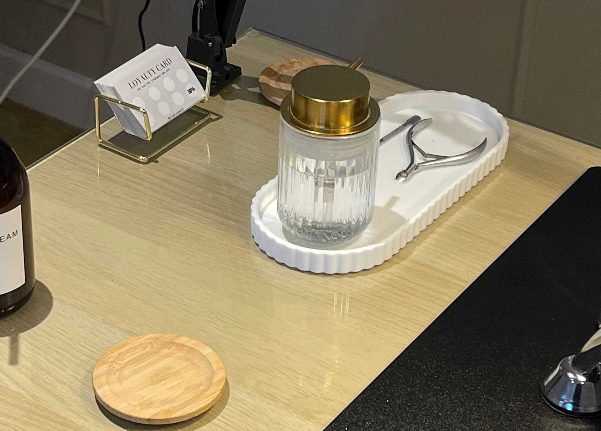 Ella Elyse Beauty - Great Harwood manicure tools and hand cream on a stylish countertop in Great Harwood, England, GB.