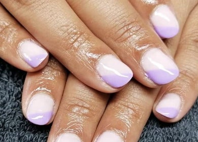 Elegant pastel lavender nails at Nails By Kaili-Jade, Nuneaton, England, GB.