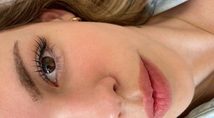 Close-up of eye with flawless lashes at Koi Beauty London, London, England, GB.