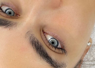 Close-up of eyes showcasing lash treatments at Koi Beauty Oxford, Oxford, England, GB.