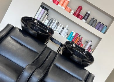 Luxurious hair wash stations at Nevada Hair Studio, Edinburgh, Scotland, GB showcasing premium products.