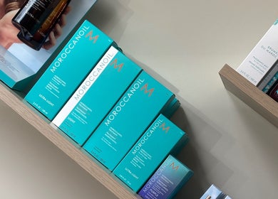 MoroccanOil products on display at Nevada Hair Studio, Edinburgh, Scotland, GB.