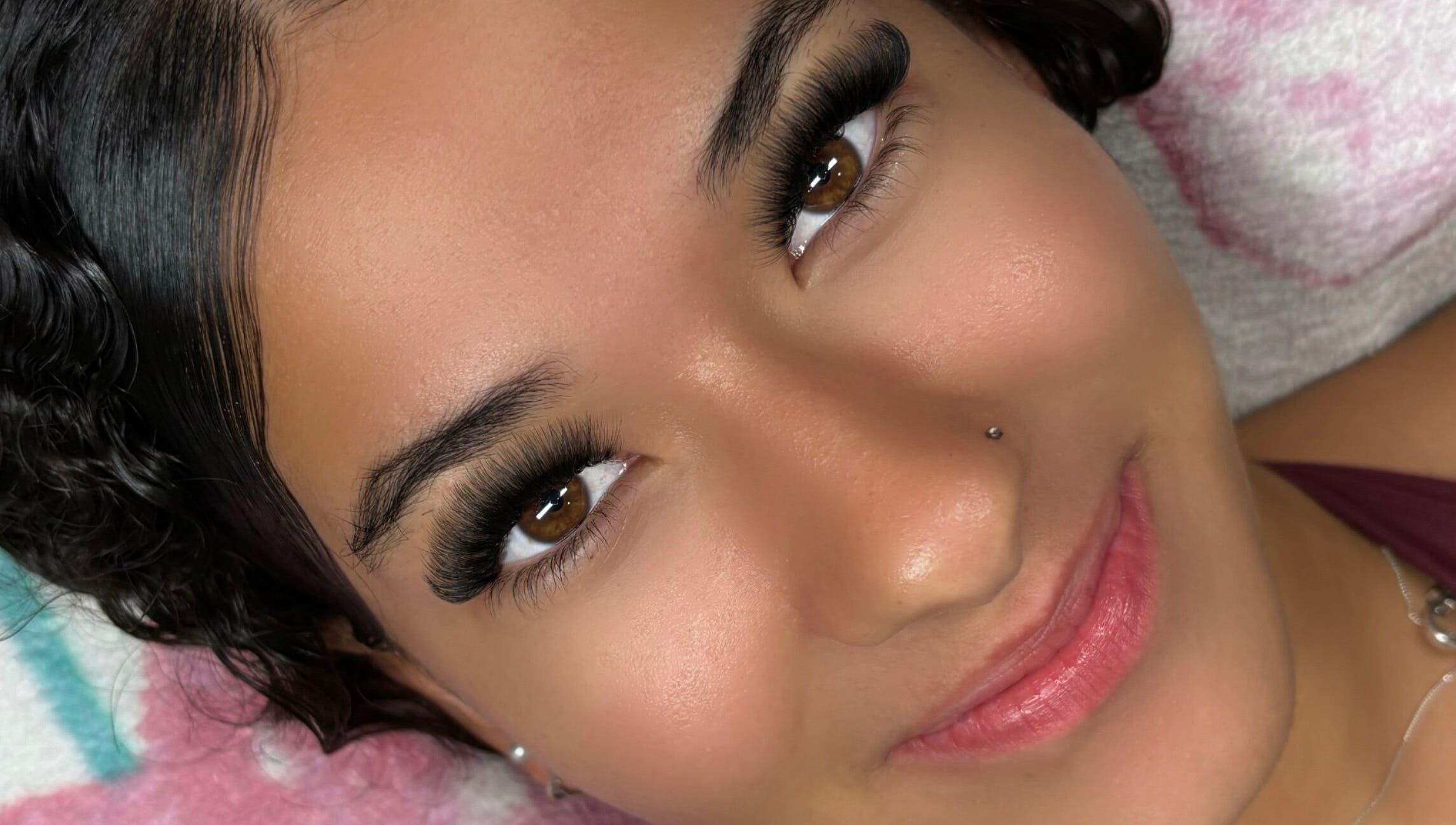 Close-up of perfect lashes at Halo Beauty Bar, Mudgeeraba, Queensland, AU.