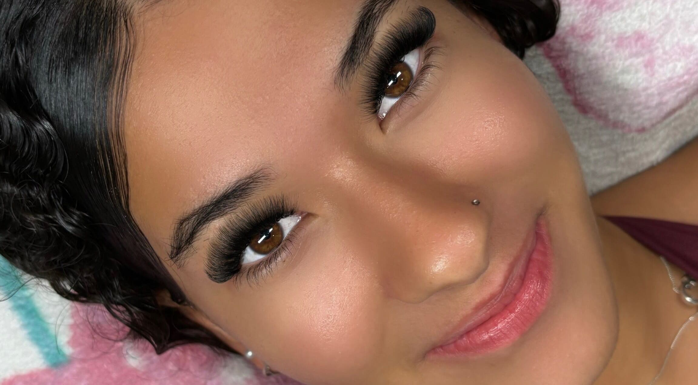 Close-up of perfect lashes at Halo Beauty Bar, Mudgeeraba, Queensland, AU.