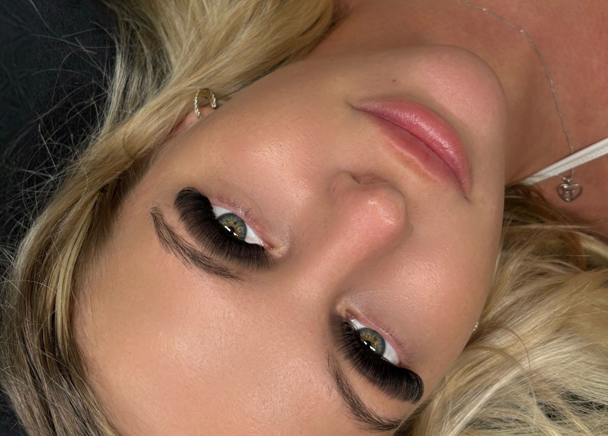 Close-up of eyelash extensions at Halo Beauty Bar in Mudgeeraba, Queensland, AU.