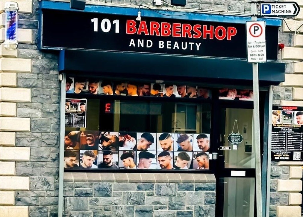 101 Barber Shop front view in Balbriggan, County Dublin, IE, part of pnail_studio.