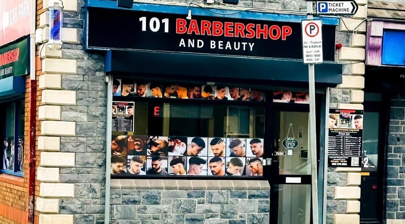 101 Barber Shop front view in Balbriggan, County Dublin, IE, part of pnail_studio.