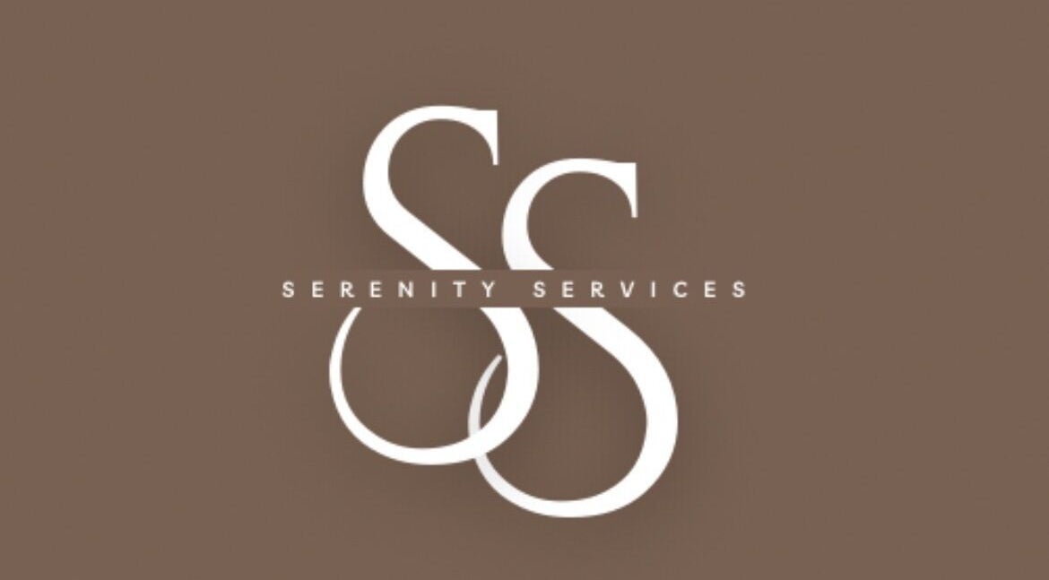 Serenity Services logo in elegant white font over brown, located in Willemstad, Curaçao, CW.