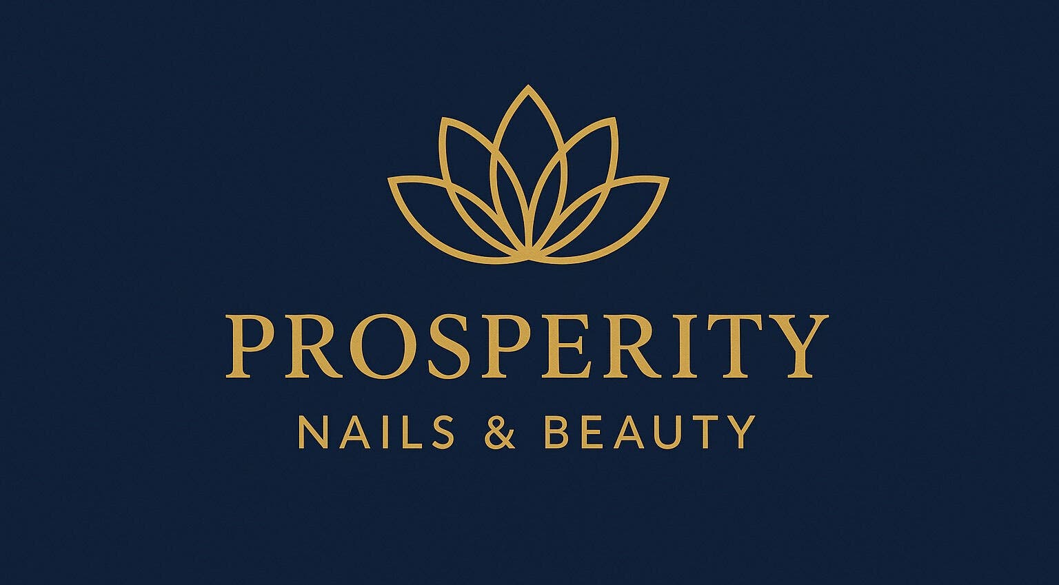 Elegant gold lotus logo of Prosperity Nails & Beauty in North Melbourne, Victoria, AU.