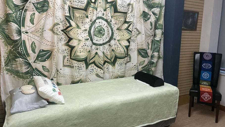 Therapy room with soothing decor at Jane Sandford Hypnotherapy and Holistic Health, Liskeard, England, GB.