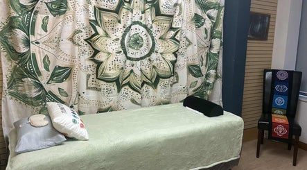 Therapy room with soothing decor at Jane Sandford Hypnotherapy and Holistic Health, Liskeard, England, GB.