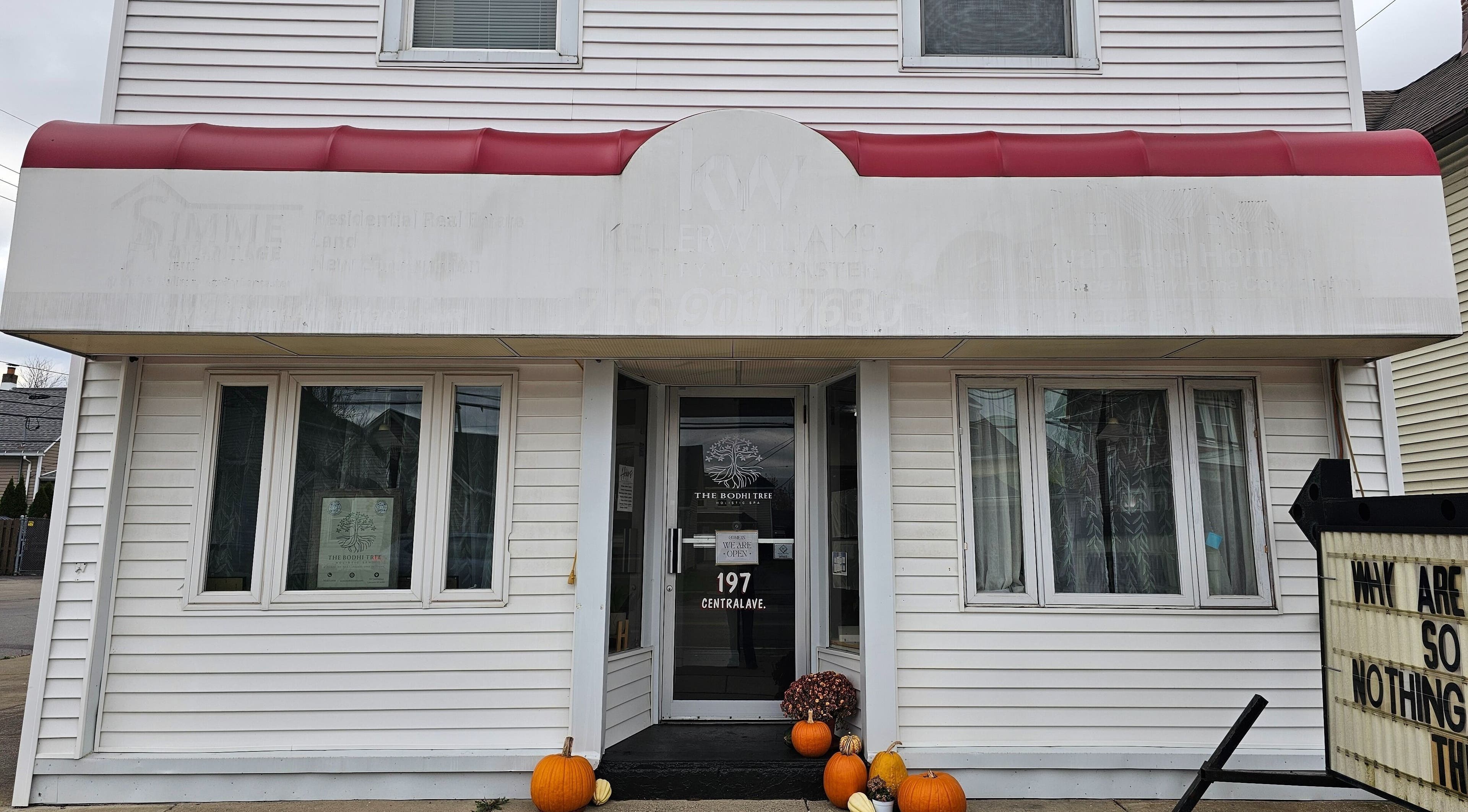 Front view of The Bodhi Tree in Lancaster, New York, US, featuring welcoming decor and clear signage.