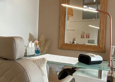 Elegant salon chair and vanity setup at ALPENGLOW BEAUTY THERAPY, Methven, Canterbury Region, NZ.