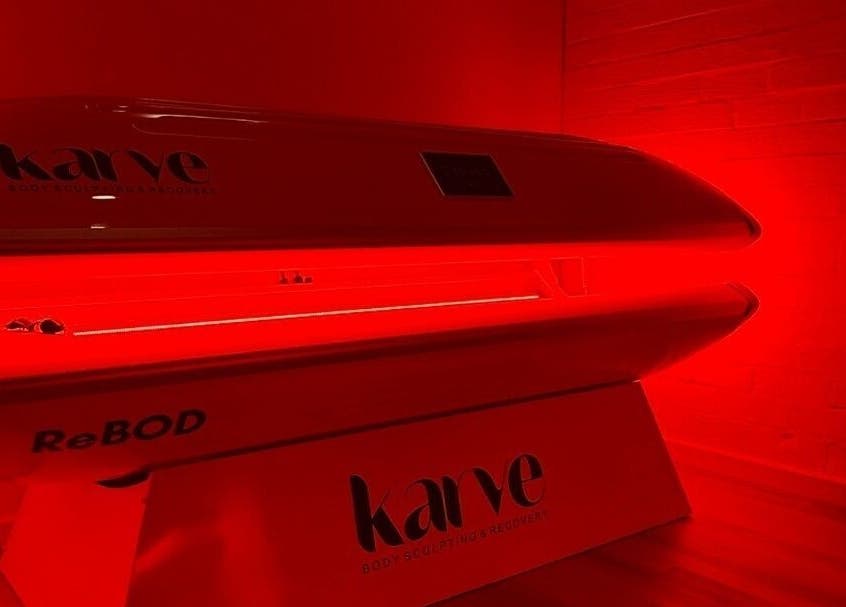 Karve Body Sculpting and Recovery in Busselton, Western Australia, AU features a glowing ReBOD rejuvenation pod.