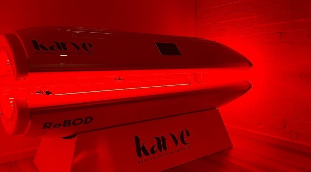 Karve Body Sculpting and Recovery in Busselton, Western Australia, AU features a glowing ReBOD rejuvenation pod.