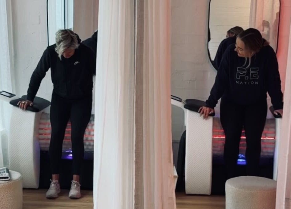 Visitors enjoying sculpting machines at Karve Body Sculpting and Recovery, Busselton, Western Australia, AU.