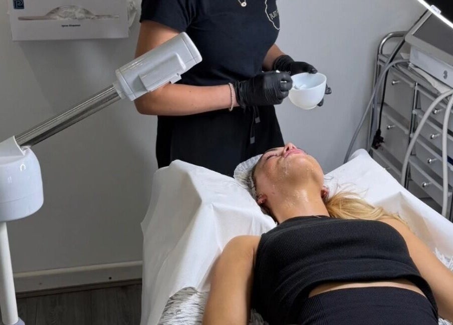 Professional facial treatment at Just Skin UK in Cardiff, Wales, GB using advanced skincare techniques.